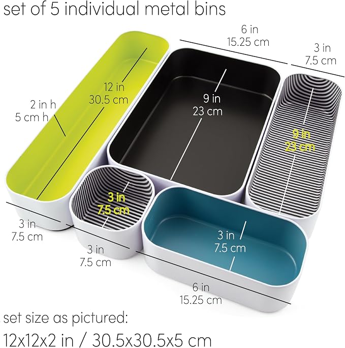 Three by Three Seattle 5 Piece Metal Organizer Tray Set - Image 2