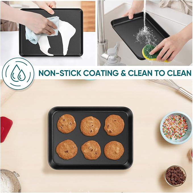 E-far Baking Sheet Set of 2, 10.5" x 8" x 1" Cookie Sheet Pan - Image 5