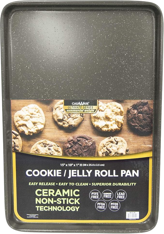 casaWare 3pc Ultimate Commercial Weight Cookie Sheet Set, Two 15 x 10-Inch Pans - Image 3