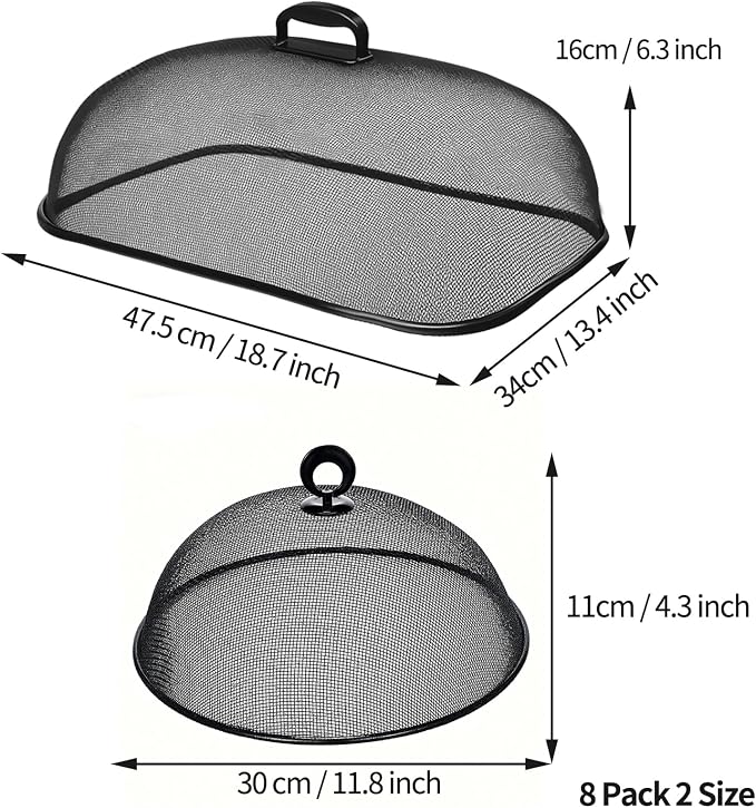 8 Pack Metal Mesh Screen Food Covers, 2 Large and 6 Small Sets, Reusable Metal - Image 6