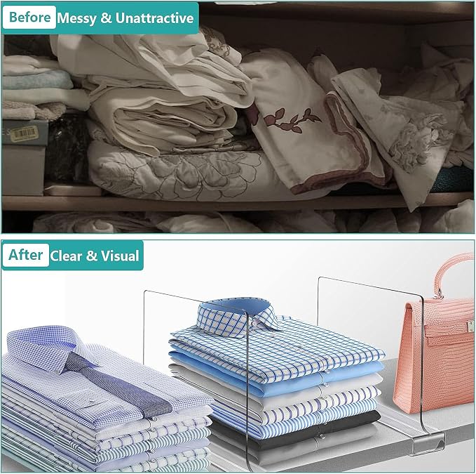 6 PCS Shelf Dividers for Closet Organization Acrylic Clear Closet Shelf Divider - Image 4