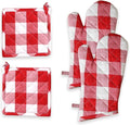 Oven Mitt & Pot Holder Buffalo Plaid Check 100% Cotton Heat Resistant Oven by SoftopiaCotton