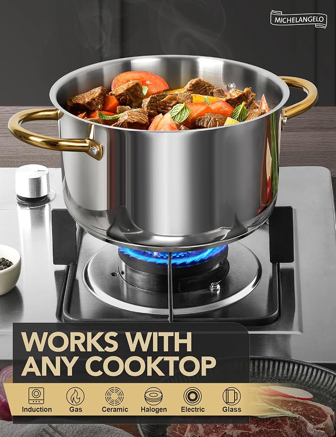 MICHELANGELO Stainless Steel Pots - 6 Qt Induction Pot - Image 4