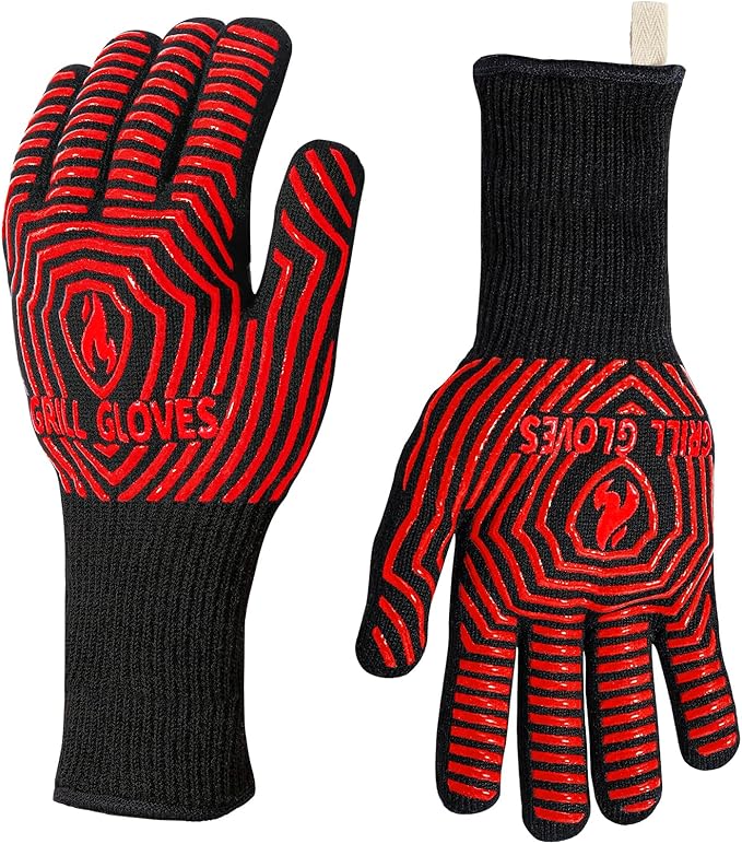 BBQ Gloves, BBQ Accessories 1472℉ Extreme Heat Resistant, Grilling Gloves by QUWIN