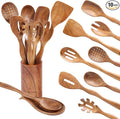 Wooden Spoons for Cooking, Non Scratch, Easy Clean, Natural Teak Wooden by NAYAHOSE