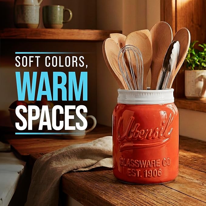 Comfify Wide Mouth Mason Jar Utensil Holder Decorative Kitchenware Organizer - Image 6