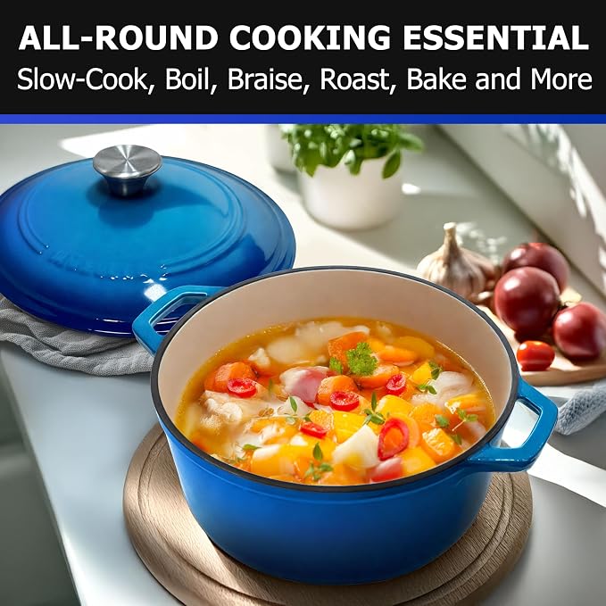 Mueller 6qt Enameled Cast Iron Dutch Oven, Heavy-Duty Casserole and Braiser Pan - Image 7