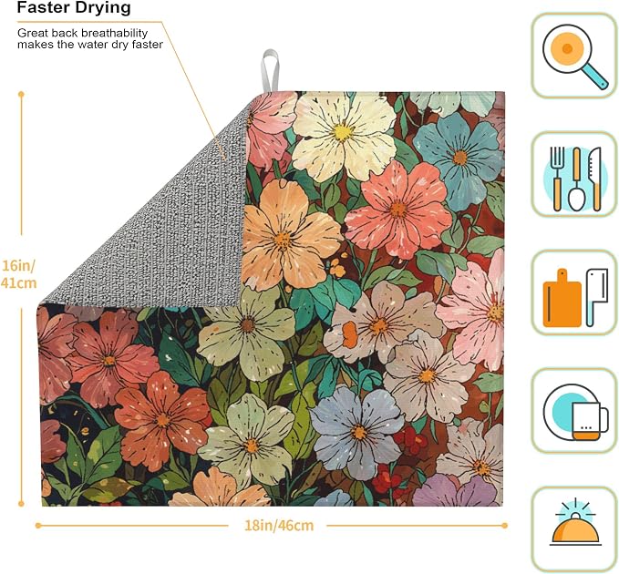 Colorful Wildflowers Dish Drying Mat - Image 2