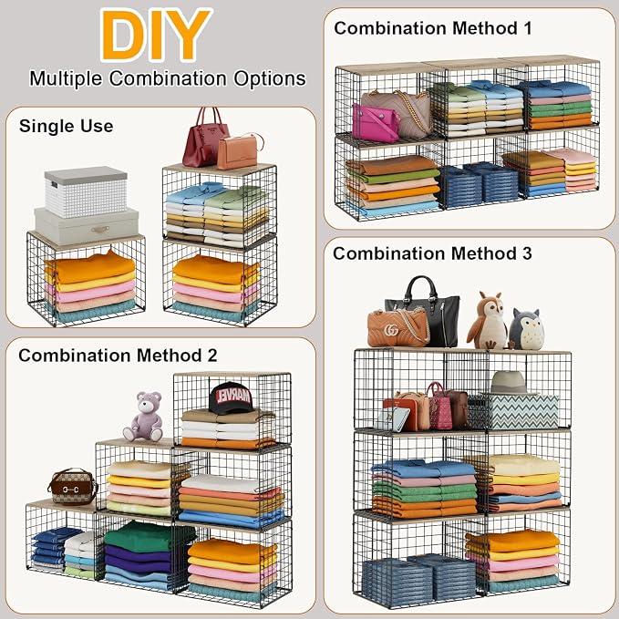 6 Pack Closet Organizers And Storage, Stackable Closet Shelf Organizer Storage - Image 7