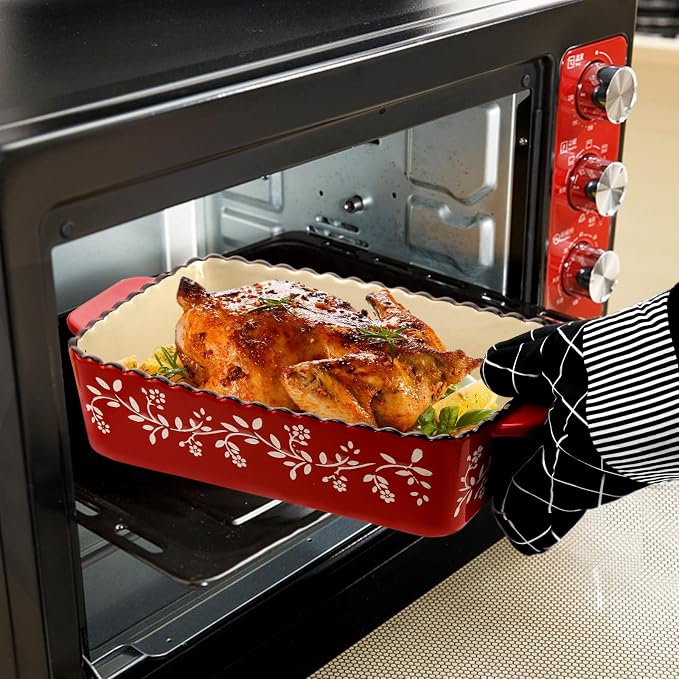 AVLA 3 Pack Ceramic Bakeware Set, Porcelain Rectangular Baking Dish Lasagna Pans - Image 7