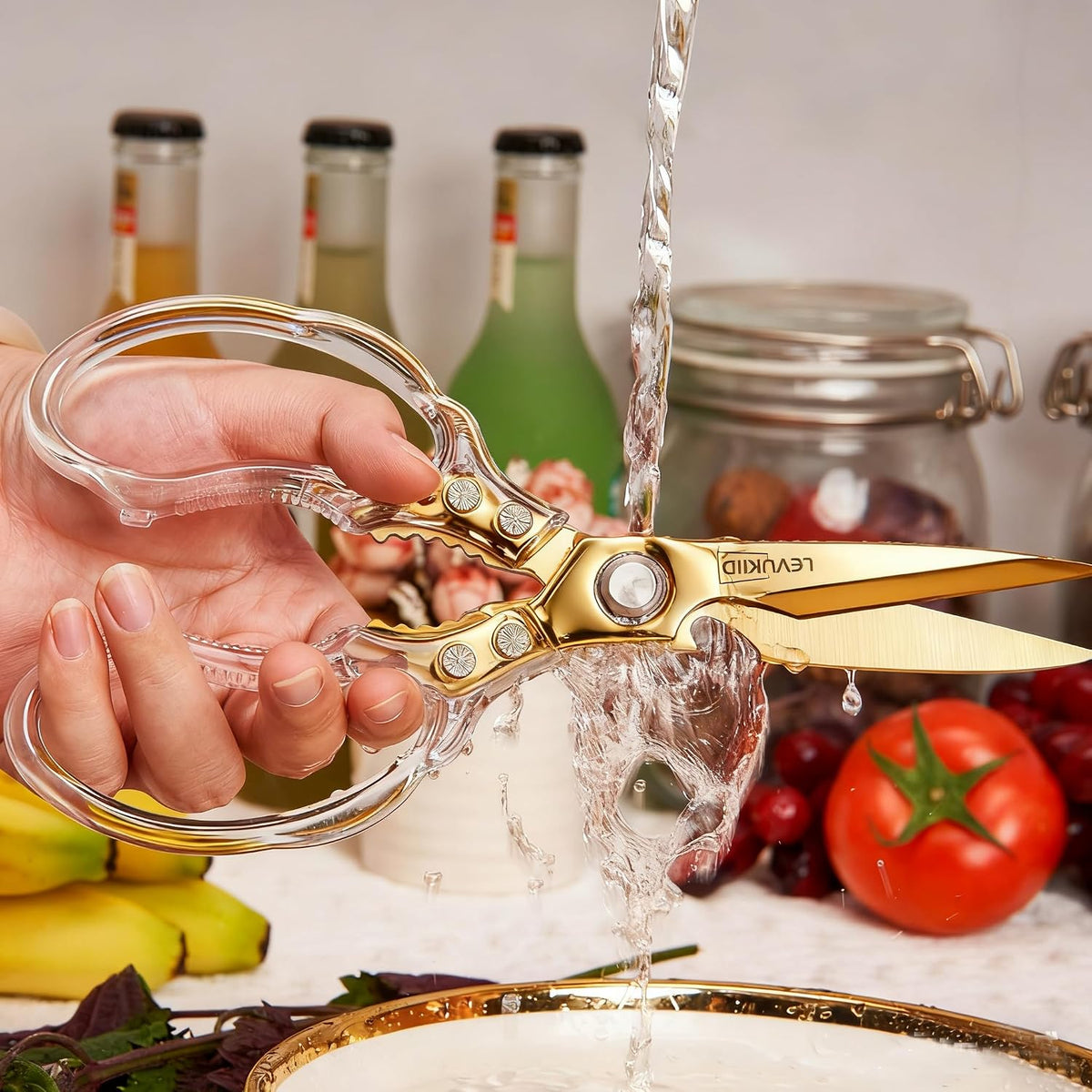 Rust-Resistant Kitchen Scissors, Transparent and Stylish Handle