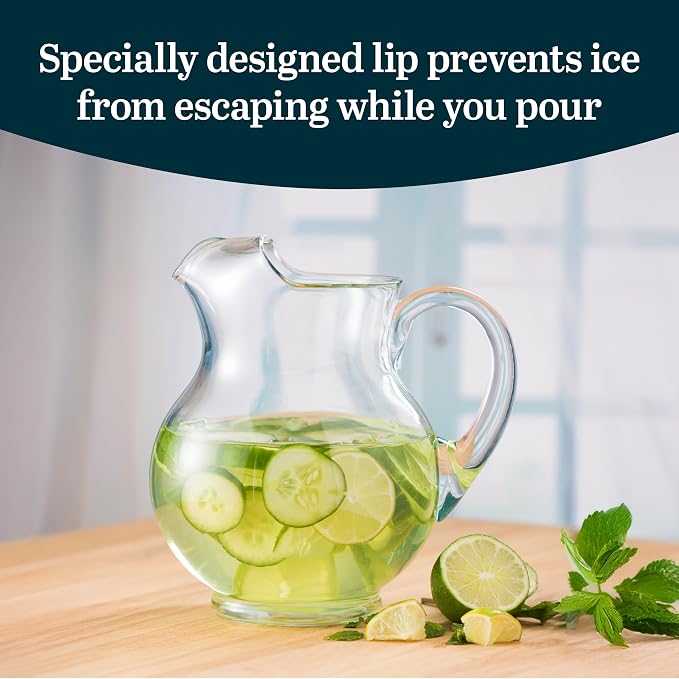 Libbey Acapulco Large Glass Pitcher Set of 2, 89 Oz, Tall Bubble Glass Pitchers - Image 4