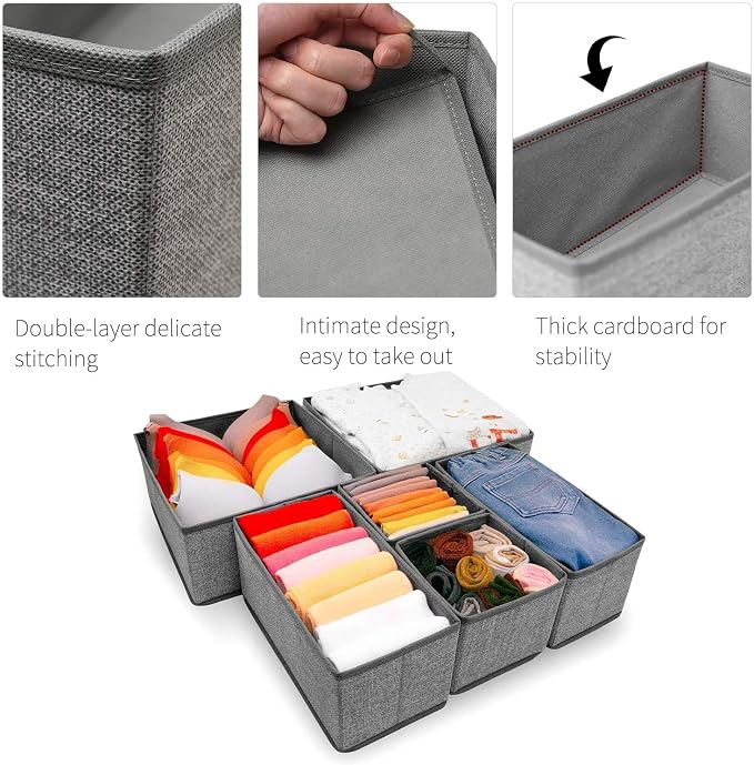 12 Pack Drawer Organizers for Clothing, Foldable Clothes Storage Box Closet - Image 4