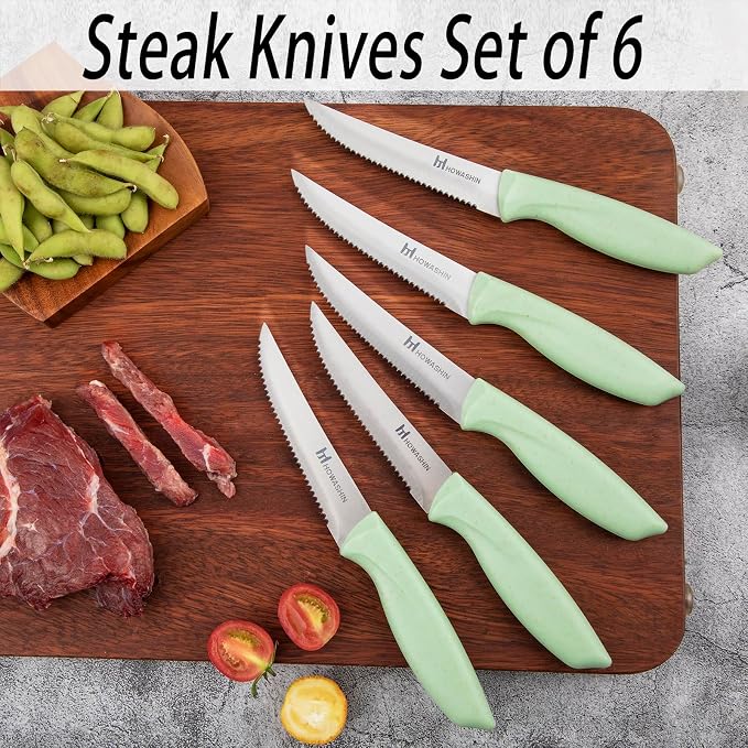 Green Knife Set, High Carbon German Stainless Steel Knife Block Set, Hand wash - Image 7