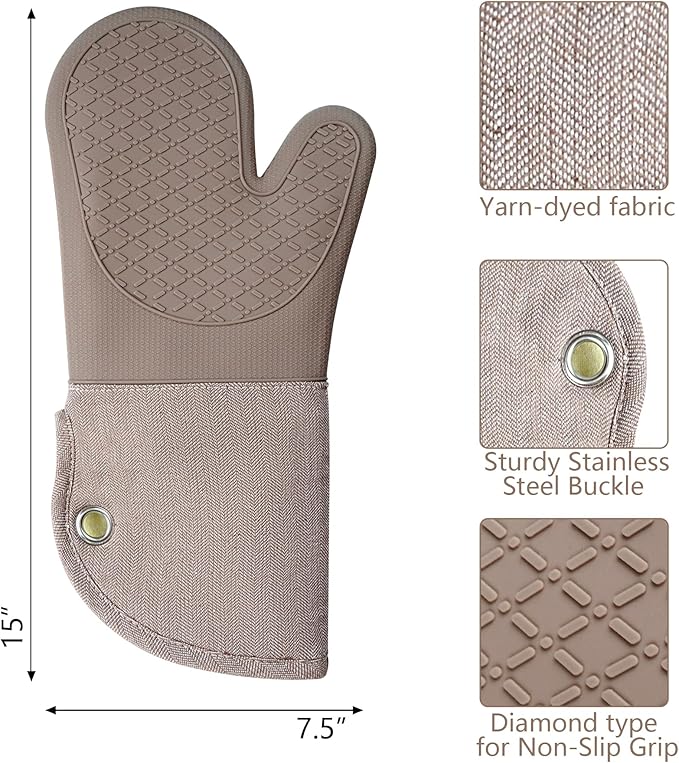 Professional Microwave Silicone Oven Mitts one Pair, Kitchen Mitten Set - Image 2