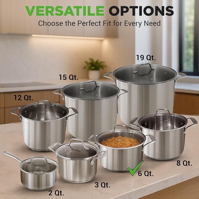 NutriChef 6 Quart Stainless Steel Stock Pot - Image 2