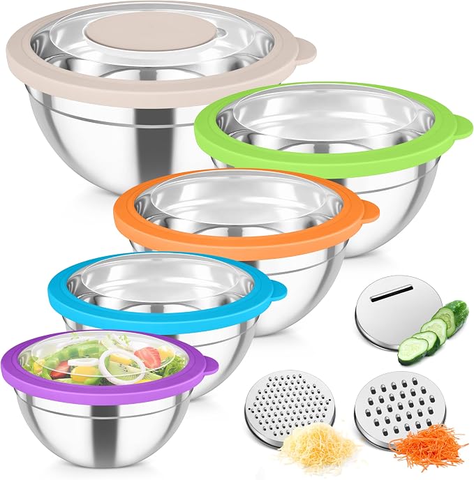 TeamFar Mixing Bowls, Stainless Steel Salad Serving Bowl by TeamFar