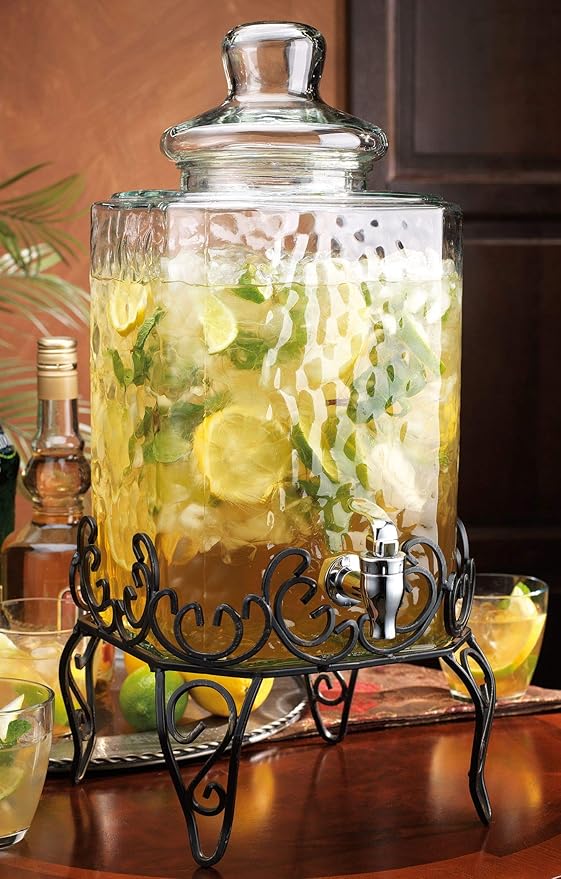 MosJos 2.5 Gallon Classic Hammered Glass Beverage Dispenser - Image 3