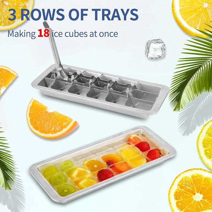 Stainless Steel Ice Cube Trays for Freezer, 18-Slot Vintage Inspired Design - Image 5