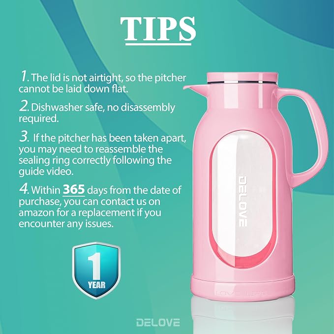 Delove 68 oz/2 Liter Glass Pitcher - Image 6