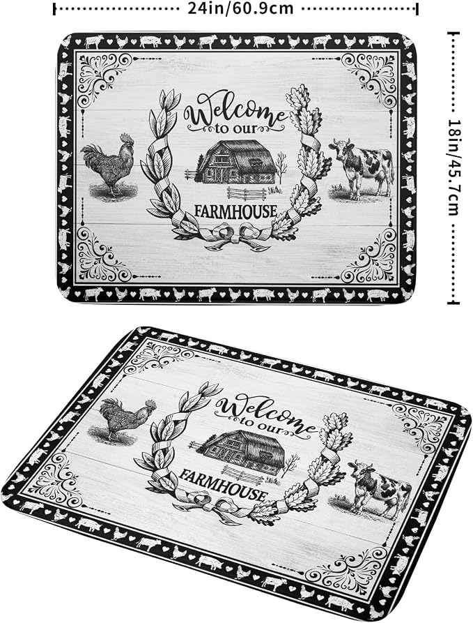 Farm Animal Dish Drying Mat 18x24 Inch Welcome to Our Farmhouse Microfiber Dish - Image 2