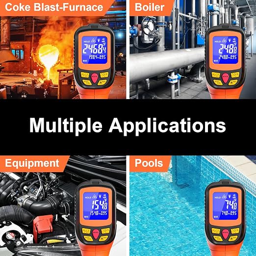 -58°F to 2732°F Digital Infrared Thermometer Gun, 50:1 Distance Ratio Laser - Image 7
