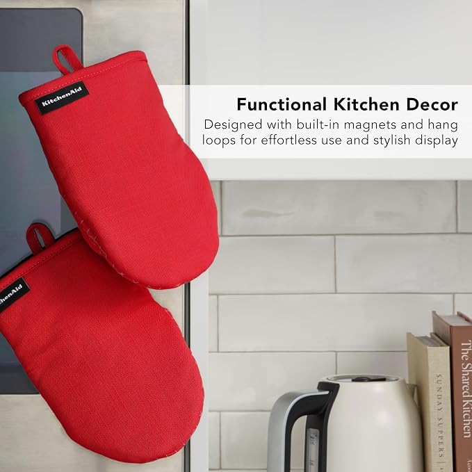 KITCHENAID Gourmet Series Gridlines Mini Oven Mitts 2-Pack Set, Heat Resistant - Image 6