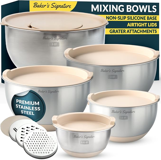 Baker's Signature Stainless Steel Mixing Bowls by BakersSignature