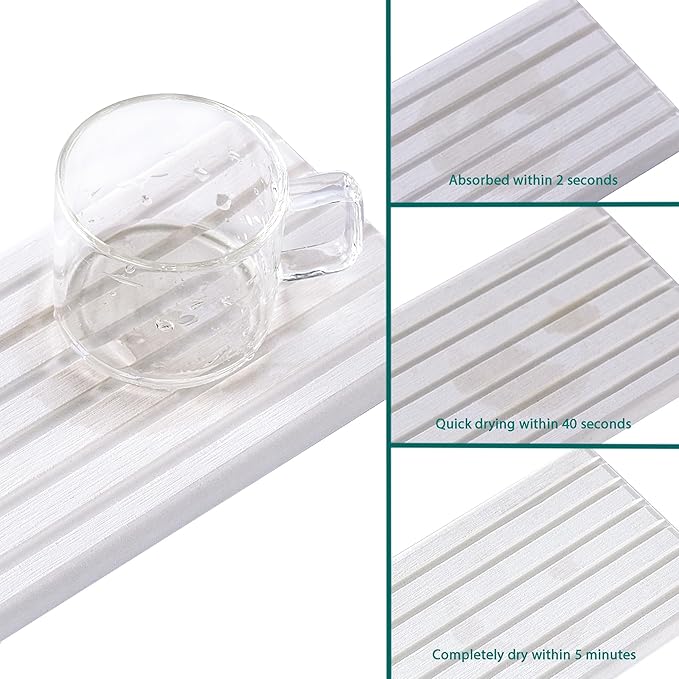 NiuYichee 2 PCS Water Absorbent diatomite Coasters, 12.2" x 5.5" Water - Image 4