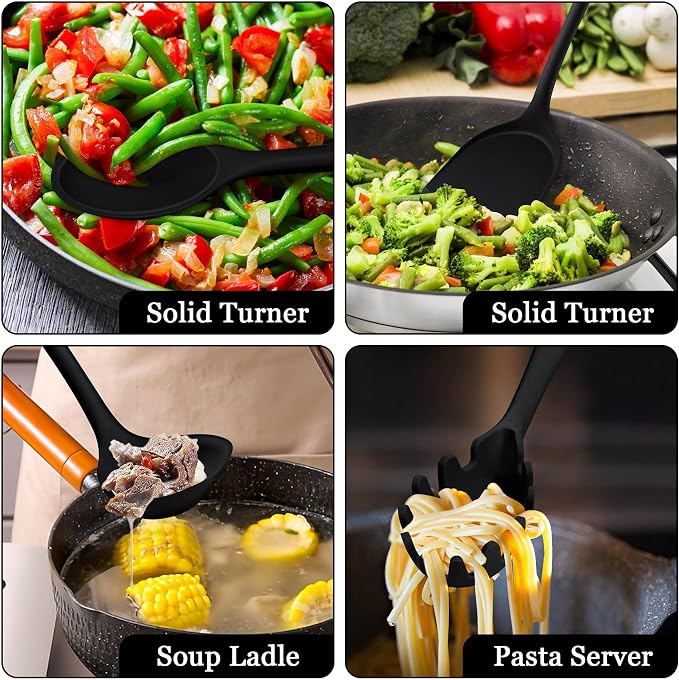 LIANYU 8Pcs Cooking Utensils Set, Heat Resistant Kitchen Utensils, Silicone - Image 6