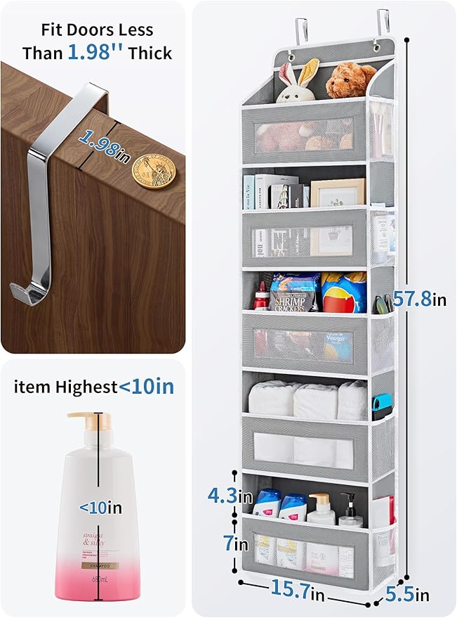 JARLINK Over The Door Organizer Storage, 5 Shelf Hanging Door Organizer - Image 3
