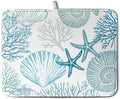 Summer Teal Dish Drying Mat for Kitchen Counter Nautical Coastal Blue Dishes by Kwlegh
