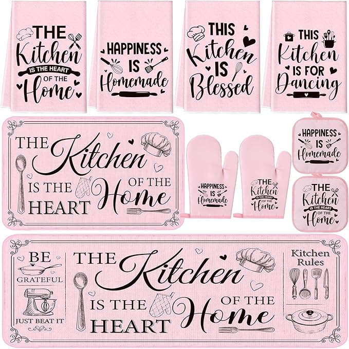 Fourluoo 10 Pcs Farmhouse Kitchen Decor and Accessories Set 4 Kitchen Towels 2 by Fourluoo