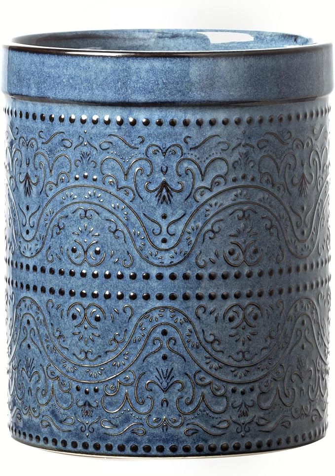 Kitchen Utensil Holder, 7 Inches Large Ceramic Utensil Holder by MIKIGEY