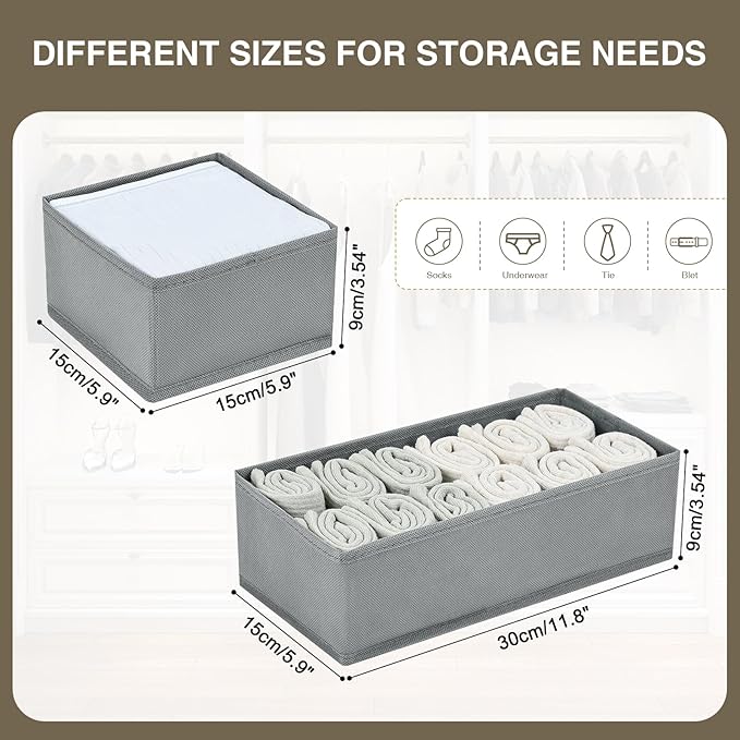 DIMJ Drawer Organizers Clothes, Fabric Closet Organizers and Storage, Shallow - Image 6