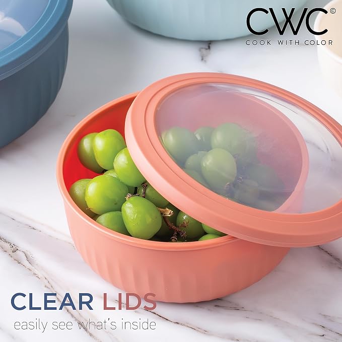 COOK WITH COLOR Prep Bowls with Lids- Wide and Deep Nesting Plastic Small - Image 3