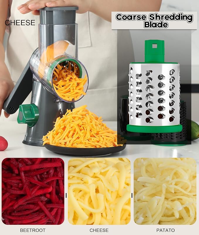 Ourokhome Rotary Cheese Grater Hand Crank, Kitchen Shredder Speed Mandolin - Image 3