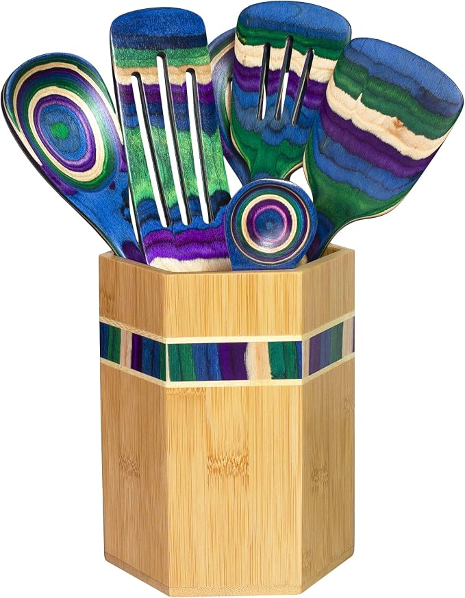 Totally Bamboo Baltique Mumbai Collection Kitchen Utensil Holder, Large Cooking - Image 3