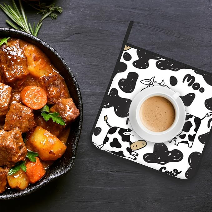 Cow Skin Pot Holder Set of 2, Heat Resistant Potholders Oven Hot Pads - Image 5