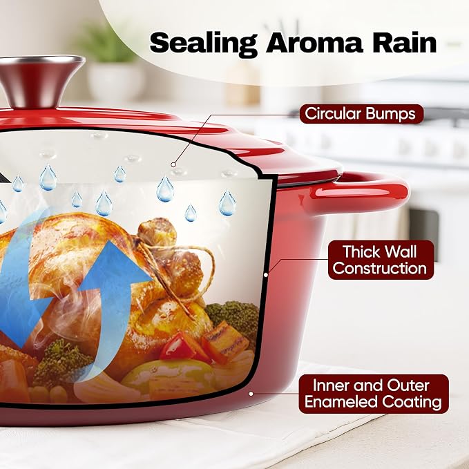 Oval Dutch Oven for Bread Baking, 4.5 Quart Non Stick Enameled Cast Iron Dutch - Image 5