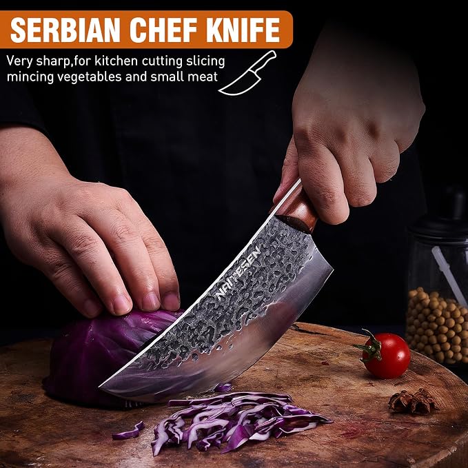Naitesen 4PCS Butcher Knife and Kitchen Knife Set, Hand Forged Very Sharp - Image 4