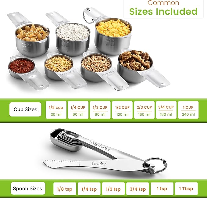 Spring Chef Stainless Steel Measuring Cups and Spoons Set of 14 - Image 3
