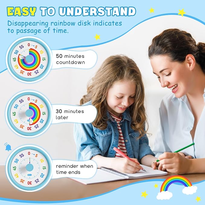 HIPPIH Visual Timer for Kids, 60 Minute Countdown Timers for Classroom Kitchen - Image 8