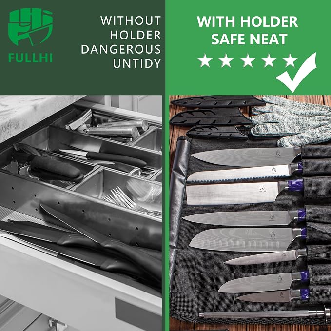 FULLHI Knife Set with Magnetic Knife Block Holder, German Stainless Steel chef - Image 5