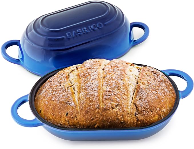 Enameled Cast Iron Bread Oven 2 Qt, Non-Stick Single Loaf Cast Iron Bread Pan by Unknown
