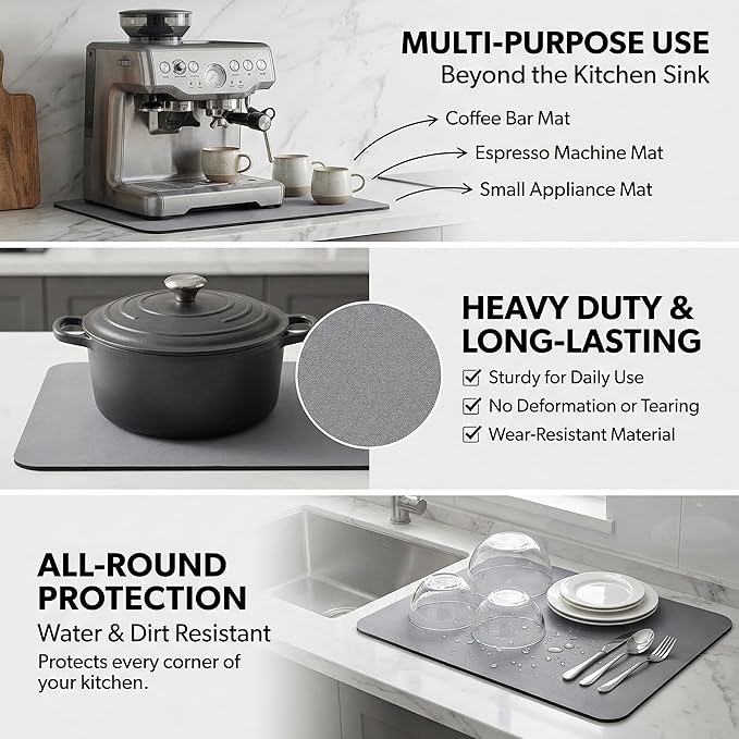 Extra Large Dish Drying Mats: 33"L x 17"W XXL Customizable Trimmable Non-Slip - Image 6