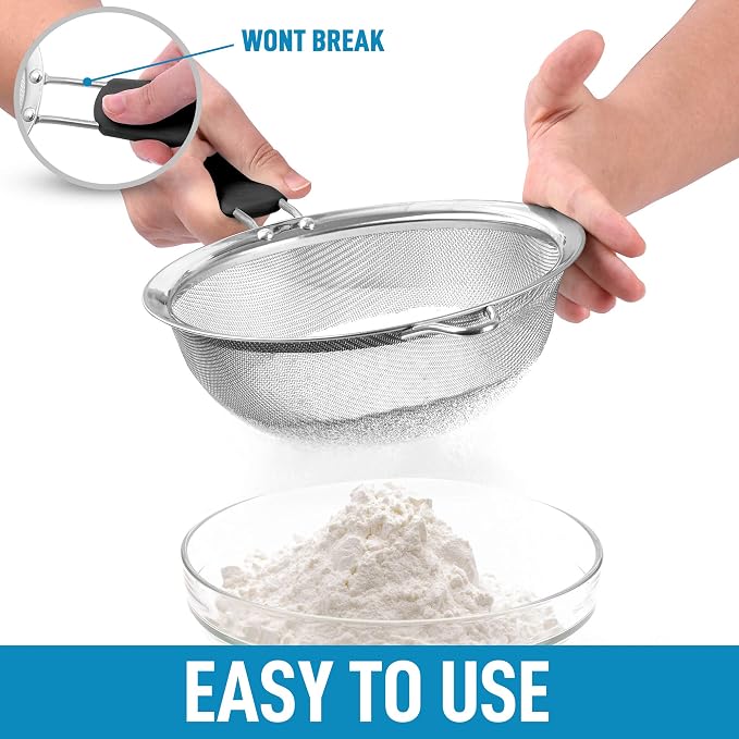 Zulay Kitchen Premium Stainless Steel Fine Mesh Strainer Set - Image 6