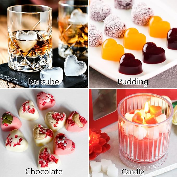 Heart Ice Cube Molds with Lid 2 Pcs Mini Heart Ice Cubes Tray - Image 2