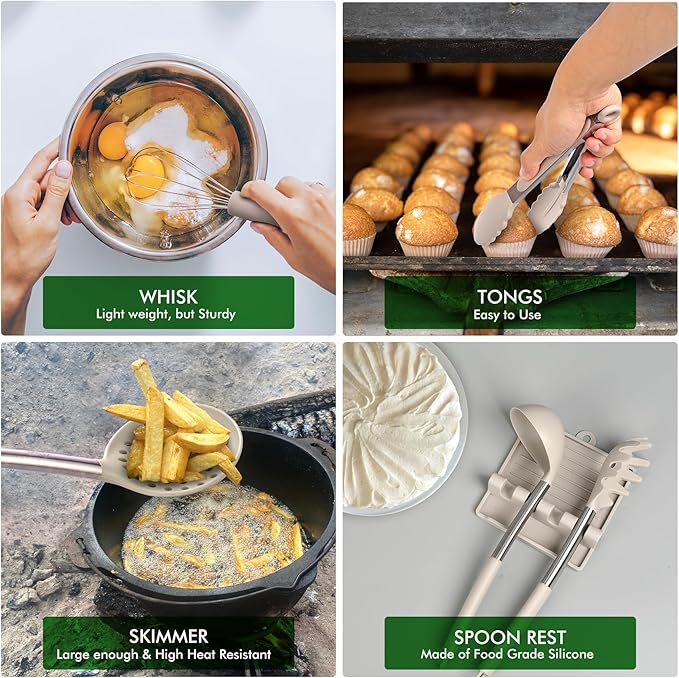 HOTEC 446°F Heat Resistant Silicone Kitchen Utensils, Cooking Utensil Set - Image 7