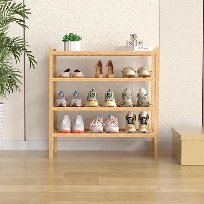 ROMGUAR CRAFT 4 Tier Bamboo Shoe Rack - Image 2